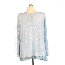 Load image into Gallery viewer, Pamper Yourself Now ltd Ladies Sky Blue Crochet lace Long Sleeve top. Made in Italy (AA57)
