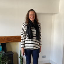 Load image into Gallery viewer, Isabella Black Striped V-Neck Top | Flattering One Size UK 12–18
