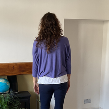 Load image into Gallery viewer, Ladies Purple 2 Piece Layer Plain Top with Necklace with 3/4 Sleeves (A91)
