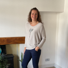 Load image into Gallery viewer, Beige Heart balloon soft knit top for women. (A156)
