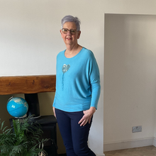 Load image into Gallery viewer, Turquoise Heart balloon soft knit top for women. (A156)
