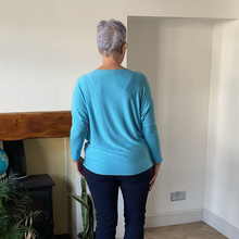 Load image into Gallery viewer, Turquoise Heart balloon soft knit top for women. (A156)
