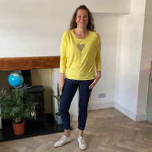 Load image into Gallery viewer, Yellow Heart balloon soft knit top for women. (A156)
