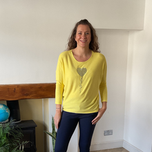 Load image into Gallery viewer, Yellow Heart balloon soft knit top for women. (A156)
