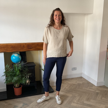 Load image into Gallery viewer, Caroline beige Linen/cotton  Mix Top | Flattering One Size UK 10–18
