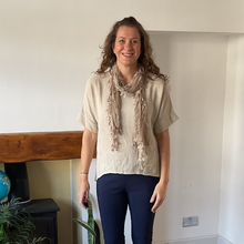 Load image into Gallery viewer, Caroline beige Linen/cotton  Mix Top | Flattering One Size UK 10–18
