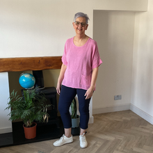 Load image into Gallery viewer, Caroline Pink Linen/cotton  Mix Top | Flattering One Size UK 10–18
