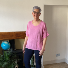 Load image into Gallery viewer, Caroline Pink Linen/cotton  Mix Top | Flattering One Size UK 10–18
