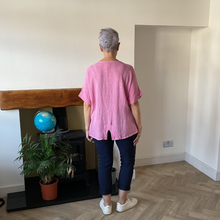 Load image into Gallery viewer, Caroline Pink Linen/cotton  Mix Top | Flattering One Size UK 10–18

