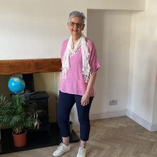 Load image into Gallery viewer, Caroline Pink Linen/cotton  Mix Top | Flattering One Size UK 10–18

