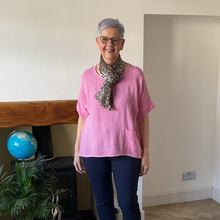 Load image into Gallery viewer, Caroline Pink Linen/cotton  Mix Top | Flattering One Size UK 10–18
