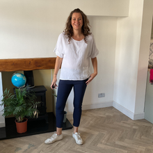Load image into Gallery viewer, Caroline White Linen/cotton  Mix Top | Flattering One Size UK 10–18
