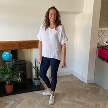 Load image into Gallery viewer, Caroline White Linen/cotton  Mix Top | Flattering One Size UK 10–18

