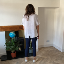Load image into Gallery viewer, Caroline White Linen/cotton  Mix Top | Flattering One Size UK 10–18
