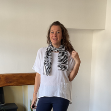 Load image into Gallery viewer, Caroline White Linen/cotton  Mix Top | Flattering One Size UK 10–18
