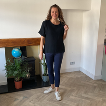 Load image into Gallery viewer, Caroline Black Linen/cotton  Mix Top | Flattering One Size UK 10–18
