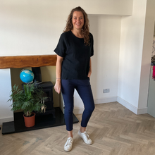 Load image into Gallery viewer, Caroline Black Linen/cotton  Mix Top | Flattering One Size UK 10–18
