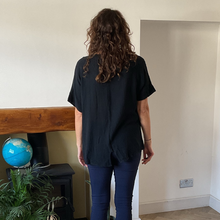 Load image into Gallery viewer, Caroline Black Linen/cotton  Mix Top | Flattering One Size UK 10–18
