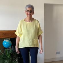 Load image into Gallery viewer, Caroline Green Linen/cotton  Mix Top | Flattering One Size UK 10–18
