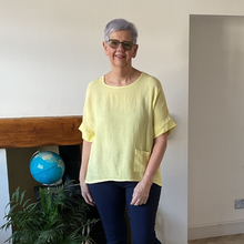 Load image into Gallery viewer, Caroline Green Linen/cotton  Mix Top | Flattering One Size UK 10–18
