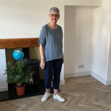 Load image into Gallery viewer, Caroline Dark Blue Linen Mix Top | Flattering One Size UK 10–18
