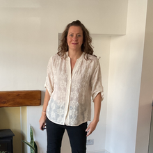 Load image into Gallery viewer, Natalie Cream Cotton Lace Shirt Jacket with Roll-Back Sleeves | One Size UK 10–16
