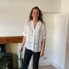Load image into Gallery viewer, Natalie White Cotton Lace Shirt Jacket with Roll-Back Sleeves | One Size UK 10–16
