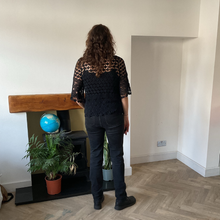 Load image into Gallery viewer, Emily Black Diamond crochet top with undervest.
