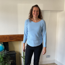 Load image into Gallery viewer, Super Soft Round neck Blue Italian Plain Jumper – One Size (12–16) A185
