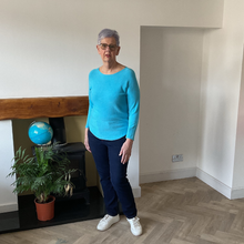 Load image into Gallery viewer, Super Soft Round neck Turquoise Italian Plain Jumper – One Size (12–16) A185
