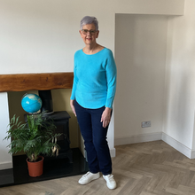 Load image into Gallery viewer, Super Soft Round neck Turquoise Italian Plain Jumper – One Size (12–16) A185
