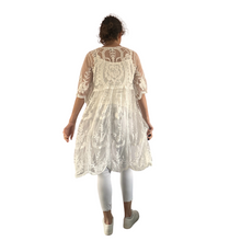 Load image into Gallery viewer, White lace Open Front Kimono, Casual Cover Up Kimono For Spring &amp; Summer.
