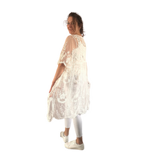 Load image into Gallery viewer, White lace Open Front Kimono, Casual Cover Up Kimono For Spring &amp; Summer.
