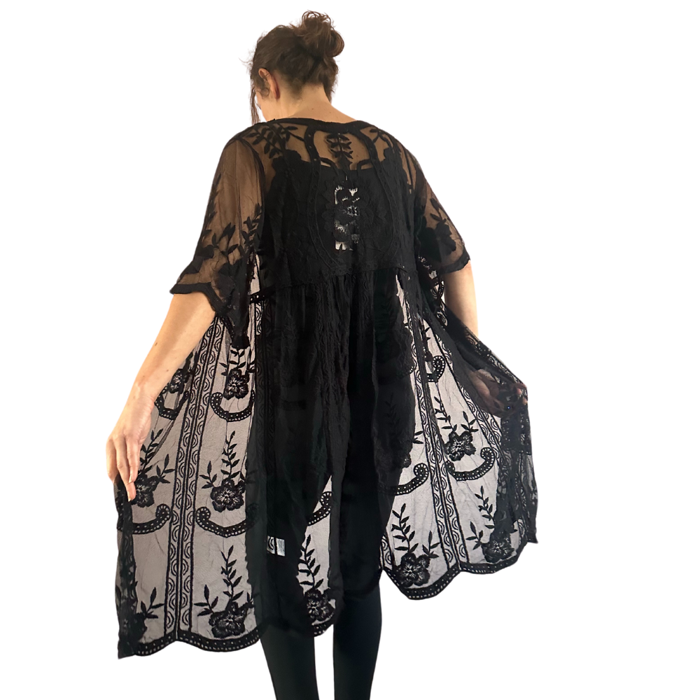 Long black lace cover up online