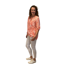 Load image into Gallery viewer, Ladies Light coral dandelion print shirt (A127)
