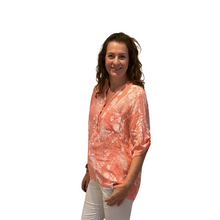 Load image into Gallery viewer, Ladies Light coral dandelion print shirt (A127)
