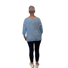 Load image into Gallery viewer, Plain sky blue cotton round neck top for women. (A162)
