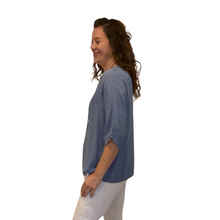 Load image into Gallery viewer, Plain Denim blue cotton round neck top for women. (A162)
