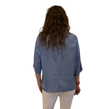 Load image into Gallery viewer, Plain Denim blue cotton round neck top for women. (A162)
