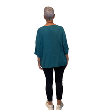 Load image into Gallery viewer, Plain Petrol cotton round neck top for women. (A162)
