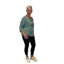 Load image into Gallery viewer, Plain Sage green cotton round neck top for women. (A162)
