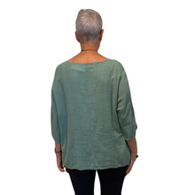 Load image into Gallery viewer, Plain Sage green cotton round neck top for women. (A162)
