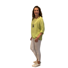 Load image into Gallery viewer, Plain Lime green cotton round neck top for women. (A162)
