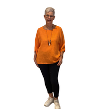 Load image into Gallery viewer, Plain Orange cotton round neck top for women. (A162)
