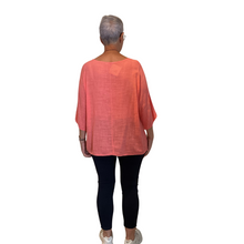 Load image into Gallery viewer, Plain Coral cotton round neck top for women. (A162)
