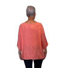 Load image into Gallery viewer, Plain Coral cotton round neck top for women. (A162)
