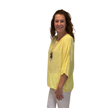 Load image into Gallery viewer, Plain Yellow cotton round neck top for women. (A162)
