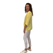 Load image into Gallery viewer, Plain Yellow cotton round neck top for women. (A162)
