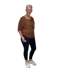 Load image into Gallery viewer, Plain Brown cotton round neck top for women. (A162)
