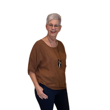 Load image into Gallery viewer, Plain Brown cotton round neck top for women. (A162)
